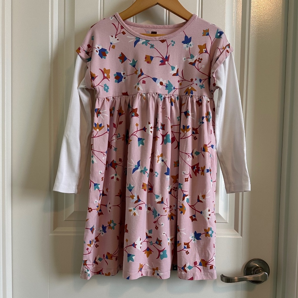 Tea Collection Pink Geometric Floral Print size 7
